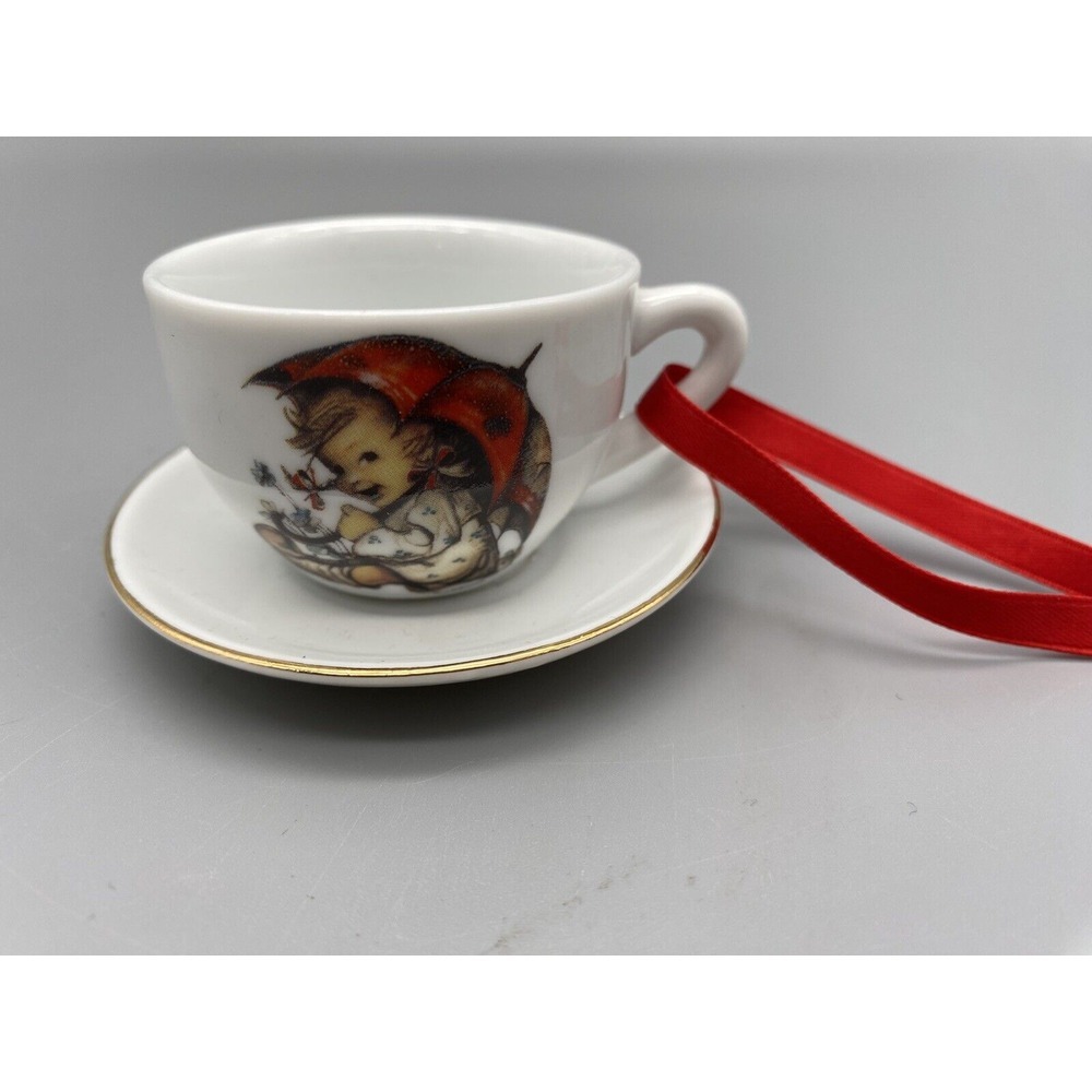 MJ Hummel Miniature Tea Cup & Saucer Umbrella Girl‎ Germany Ornament